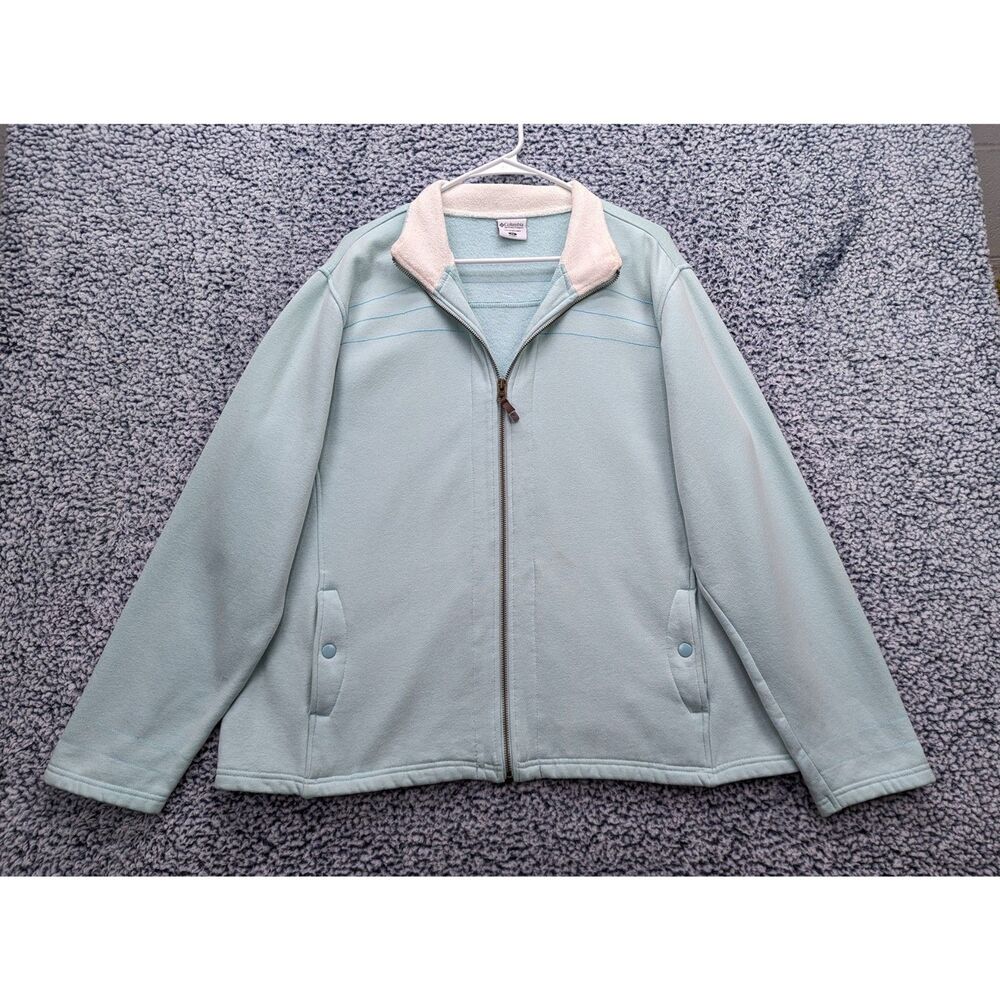 VTG Columbia Full Zip Sweatshirt Size 2X Casual Outdoor Light Wash Pockets Blue